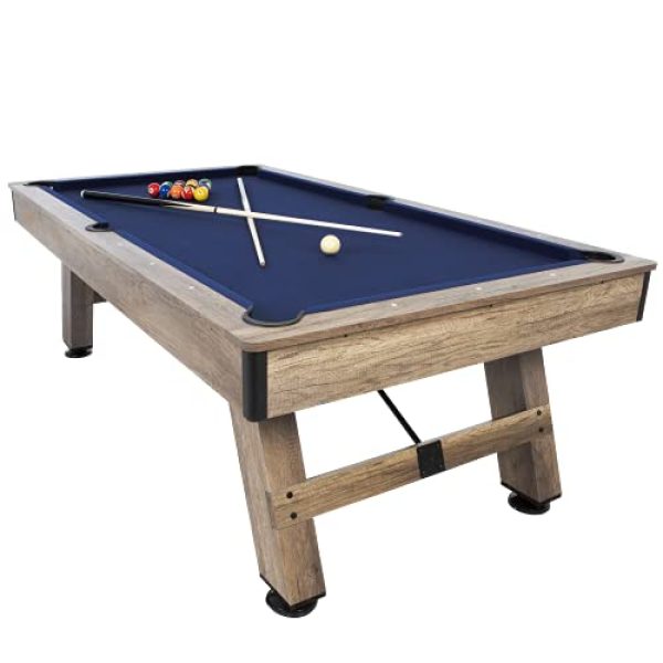 American Legend Brookdale 90” Billiard Table with Rustic Wood Finish and Navy Blue Cloth