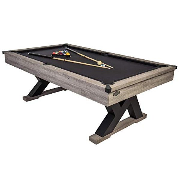 American Legend Kirkwood 90” Billiard Table with Rustic Finish, K-Shaped Legs and Black Cloth, Brown