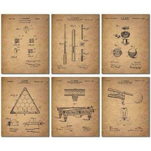 Billiards Patent Wall Art Prints - Set of 6 Vintage Pool Historical Photos
