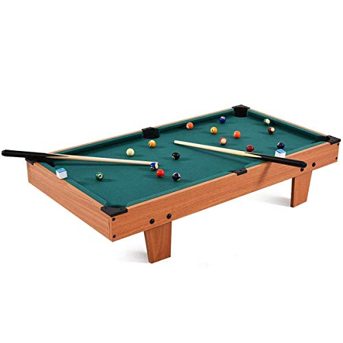 Goplus 36-Inch Billiard Table, Mini Indoor Tabletop Pool Set w/Balls, Sticks, Chalk, Brush and Triangle, Great Gift for Boys and Girls