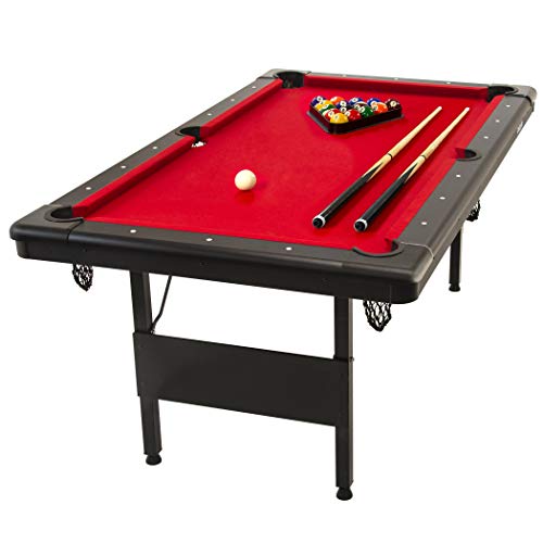 GoSports 6feet Billiards Table - Portable Pool Table - Includes Full Set of Balls, 2 Cue Sticks, Chalk, and Felt Brush