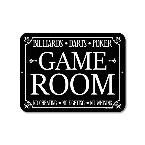 Honey Dew Gifts Game Room Decor, Billiards, Darts, Poker 9 x 12 inch Metal Aluminum Novelty Tin Sign Decor