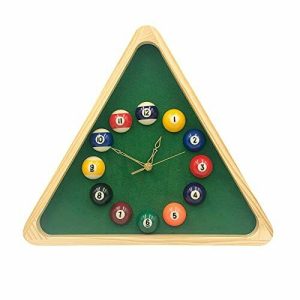 Yuanhe 13 Inch Billiard Quartz Clock with Solid Wood Frame Creative Wall Cloc...