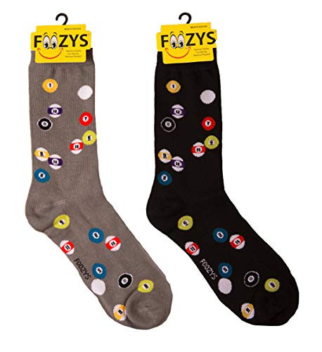 Foozys Men’s Billiards Cool Sports Novelty Crew Socks | 2 Pair